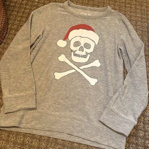 Chaser Boys Long Sleeve Skull and Crossbones Santa Christmas Pajama Top Size 14